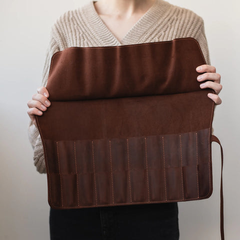 Leather Knitting Needle Case