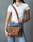 Leather Book Carrier Bag