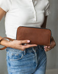 Long Leather Wallet for Women with Zipper