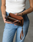 Long Leather Wallet for Women with Zipper