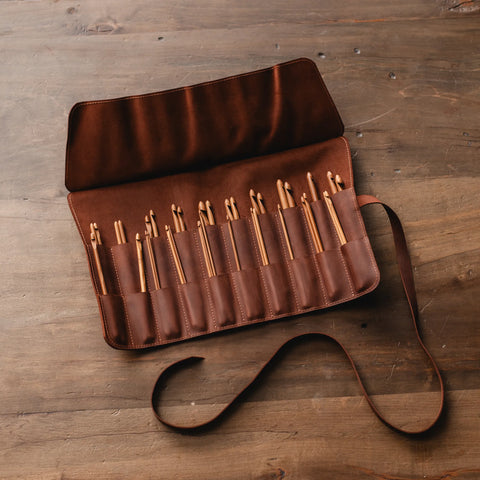 Leather Knitting Needle Case