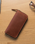 Long Leather Wallet for Women with Zipper