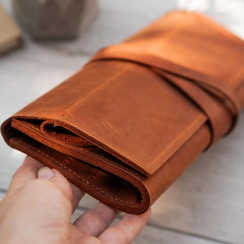 Leather Knitting Needle Roll