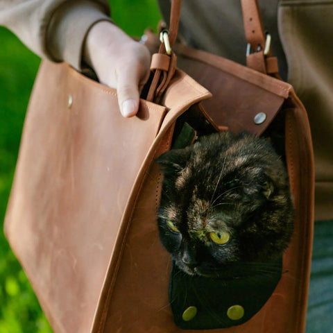 Leather Cat Bag Pet Carrier Pet Travel Bag Pikore