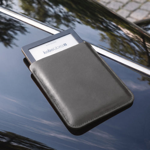 Handmade Kobo leather sleeve with durable construction and timeless minimalist appearance.