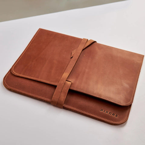 Leather MacBook Sleeve with Tie Closure - Pikore