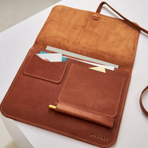 Leather MacBook Sleeve with Tie Closure - Pikore