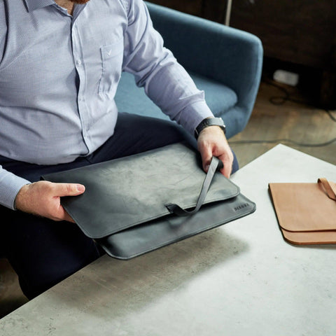 Leather MacBook Sleeve with Tie Closure - Pikore