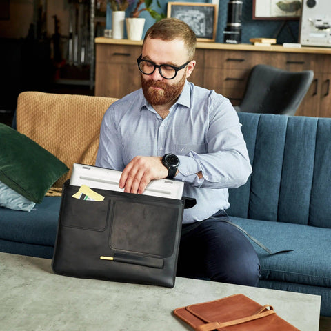 Leather MacBook Sleeve with Tie Closure - Pikore