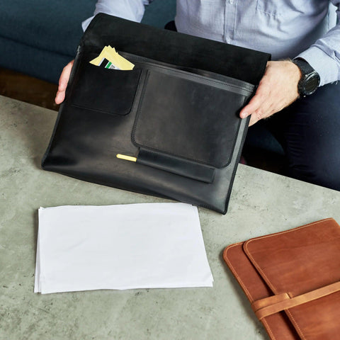 Leather MacBook Sleeve with Tie Closure - Pikore