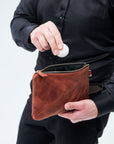 Leather golf pouch