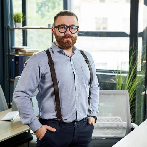 Leather Men's Suspenders - Pikore