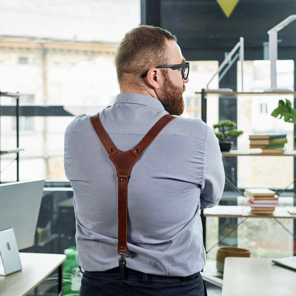 Leather Men's Suspenders - Pikore