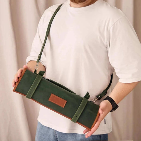 Premium Leather Knife Roll Bag