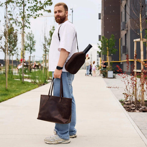 Leather Pickleball Bag with 2 Rackets Holder