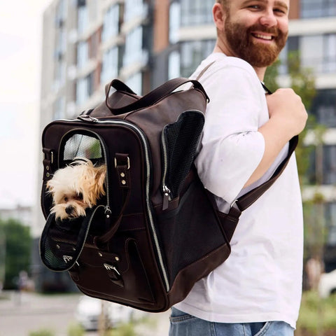 Leather Pet Backpack