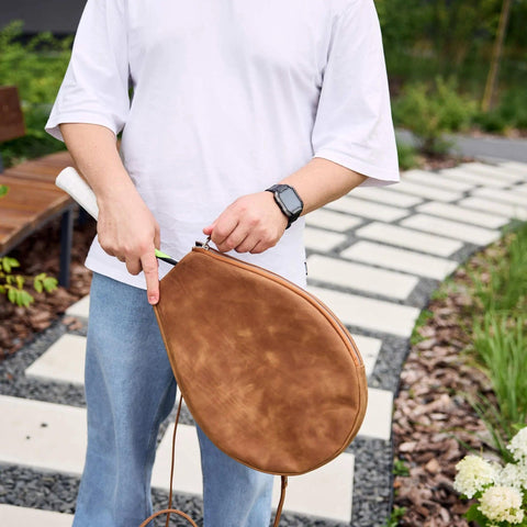 Leather Tennis Bag with Racket Holder