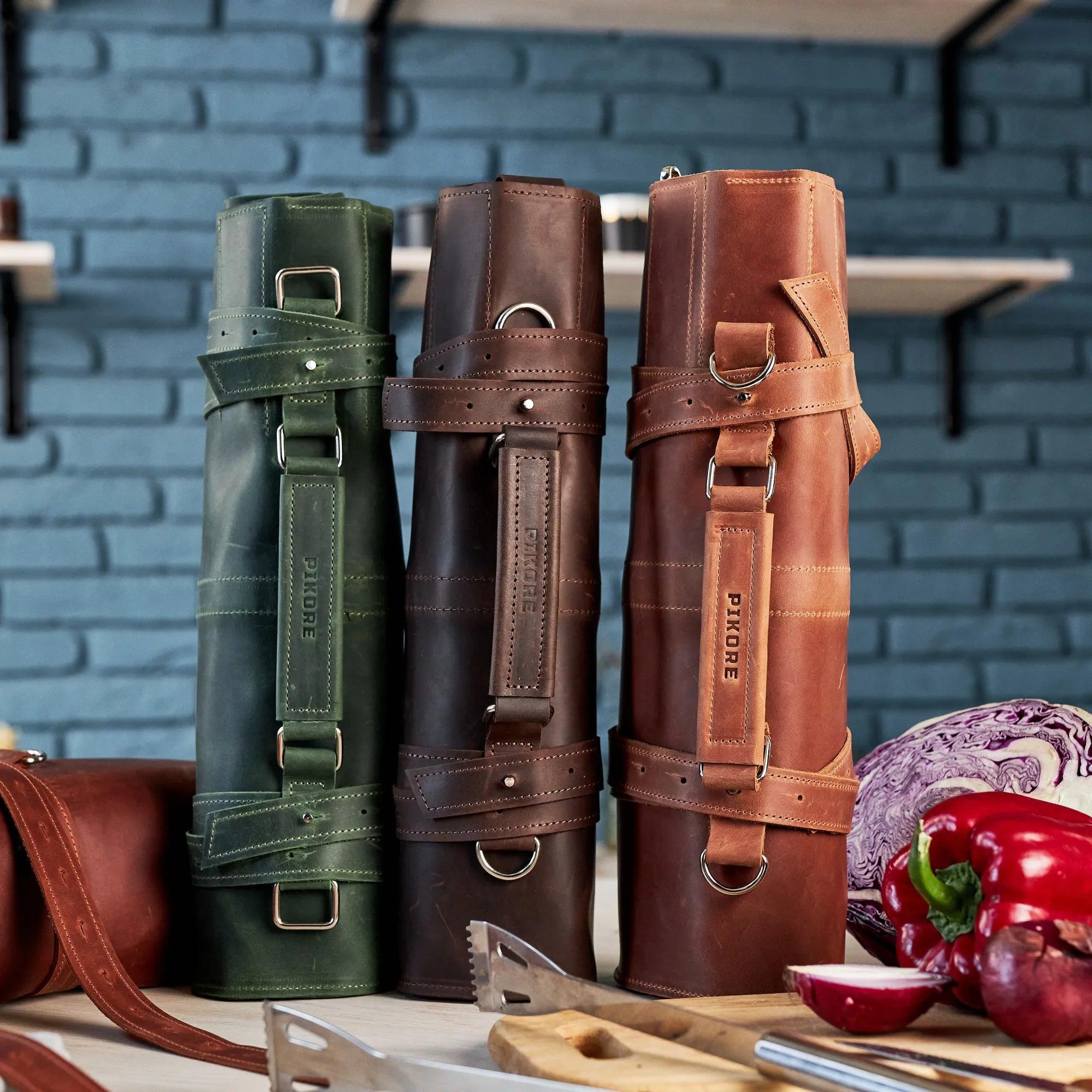 Leather BBQ Roll Bag (6 slots) - Pikore