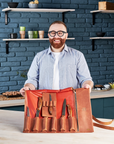 Leather Canvas Chef Knife Roll for cooking