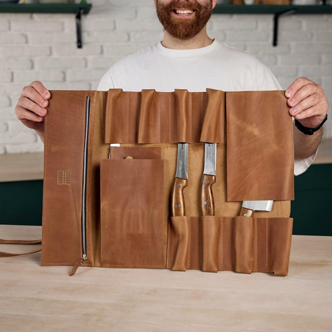 The Professional's Leather Knife Roll - Pikore