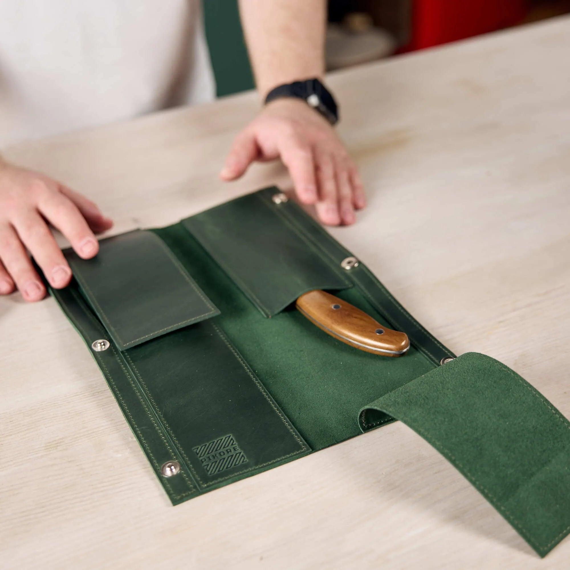 Personalized Leather Chefs Knife Case - Pikore