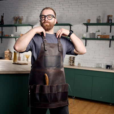 11-Pocket Leather Tool Apron – Work Apron for Men & Craftsmen | Pikore 11-Pocket Leather Tool Apron – Work Apron for Men & Craftsmen | Pikore