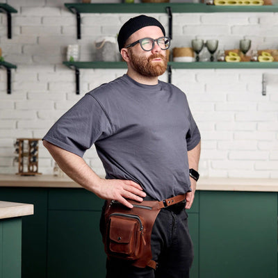 Leather Hip Pack with Thigh Strap - Pikore