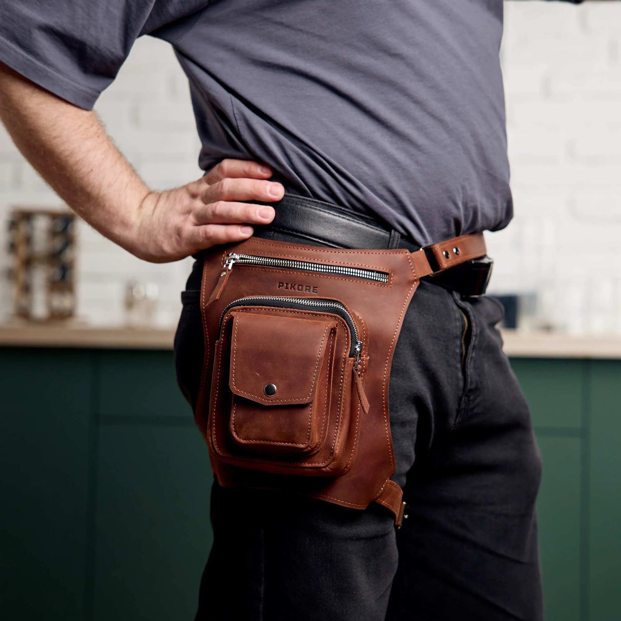 Leather Hip Pack with Thigh Strap - Pikore