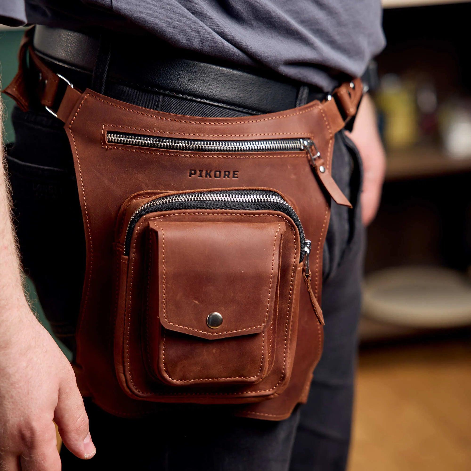 Leather Hip Pack with Thigh Strap - Pikore