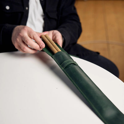 Personalized Leather Drum Stick Bag - Pikore