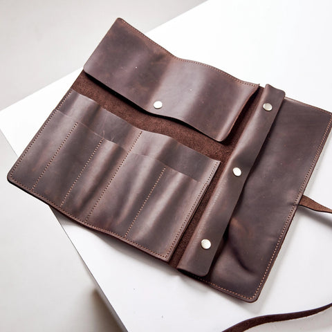 Leather Paint Brush Roll