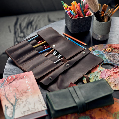 Leather Paint Brush Roll