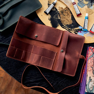 Leather Paint Brush Roll