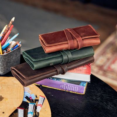 Leather Paint Brush Roll