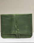 Green leather laptop case - Pikore