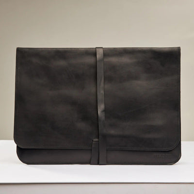Black Leather MacBook Sleeve - Pikore
