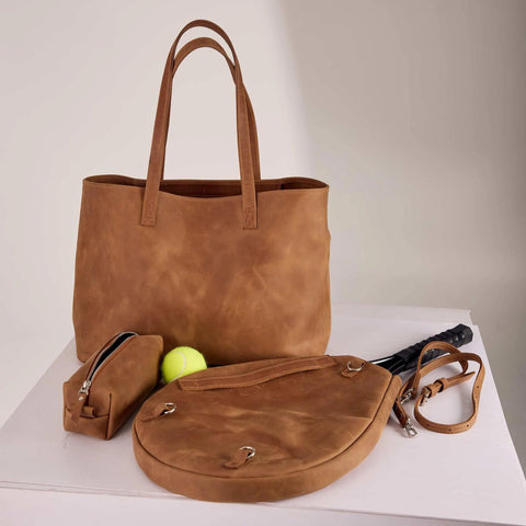 Leather Tennis Bag with Racket Holder