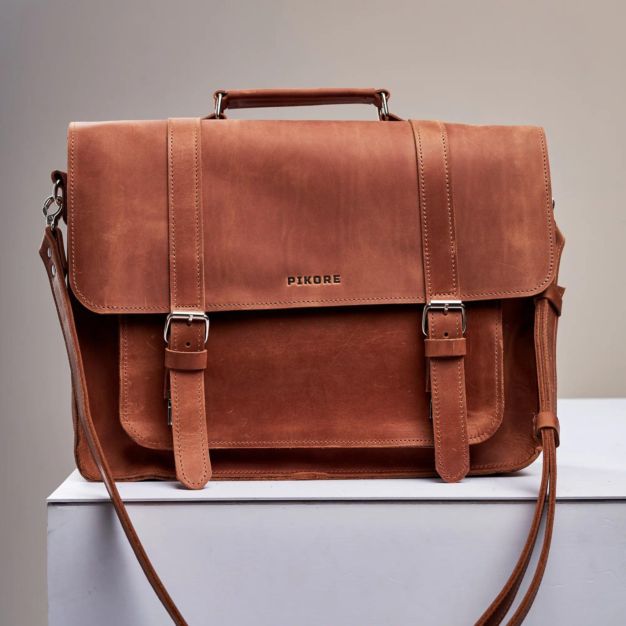 Briefcase Leather Bag - Pikore