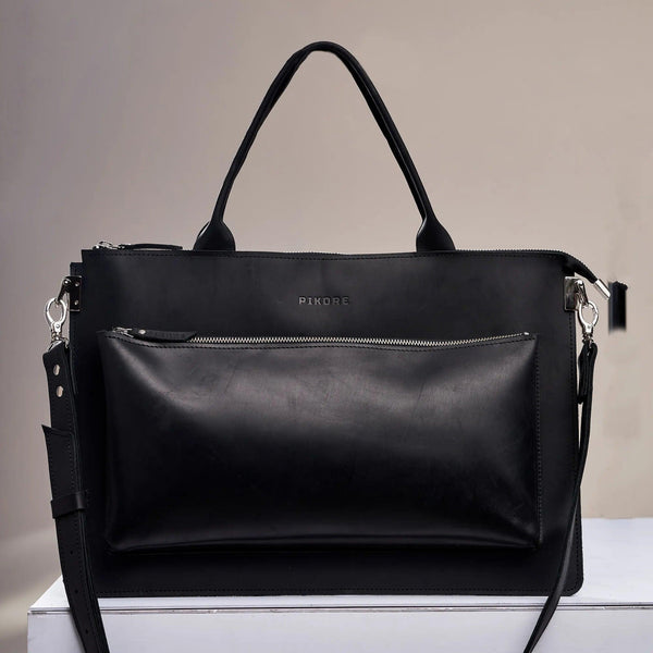 Black Shoulder Laptop Bag - Pikore