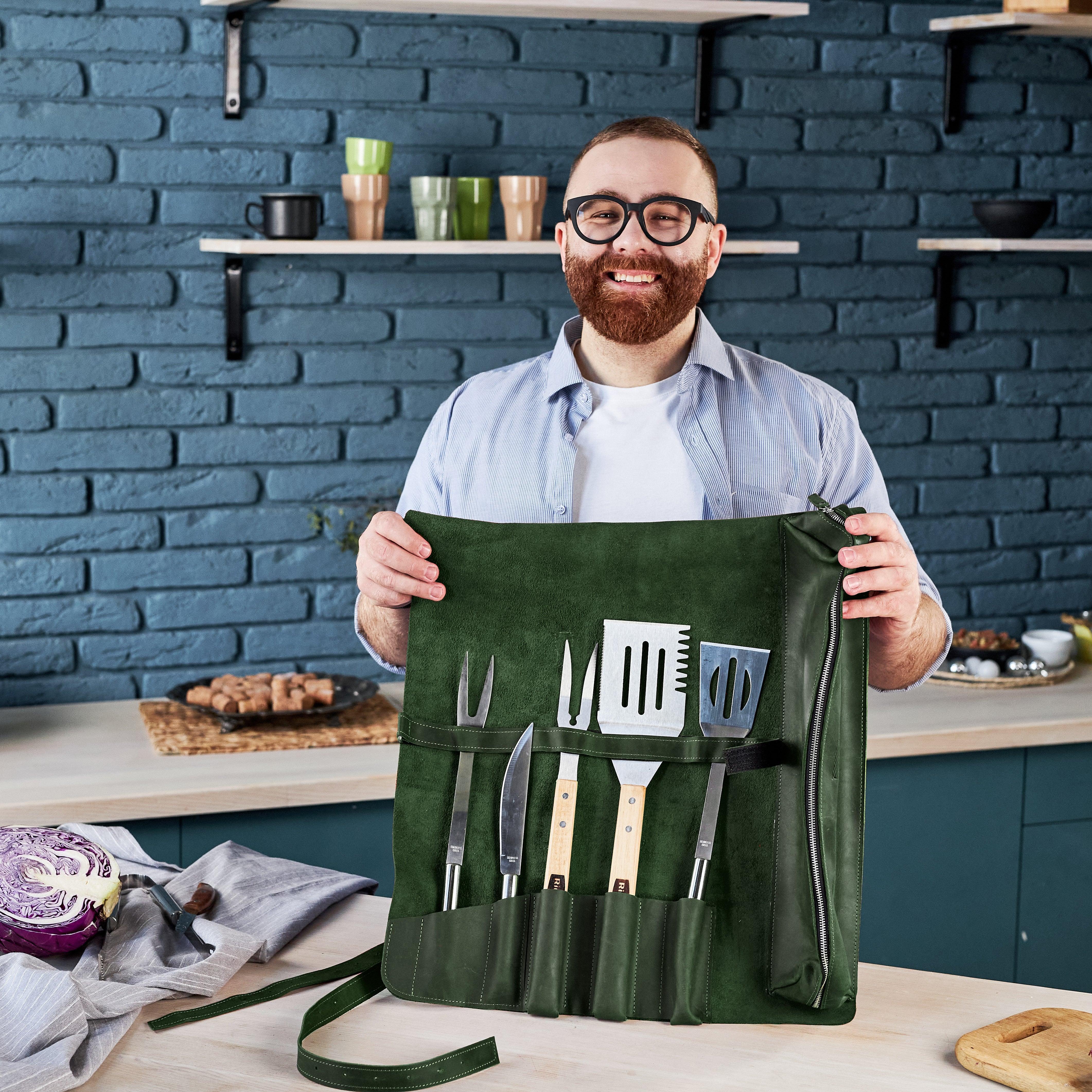Buy Leather BBQ Roll Bag – Best Gift for Grill Masters | Pikore