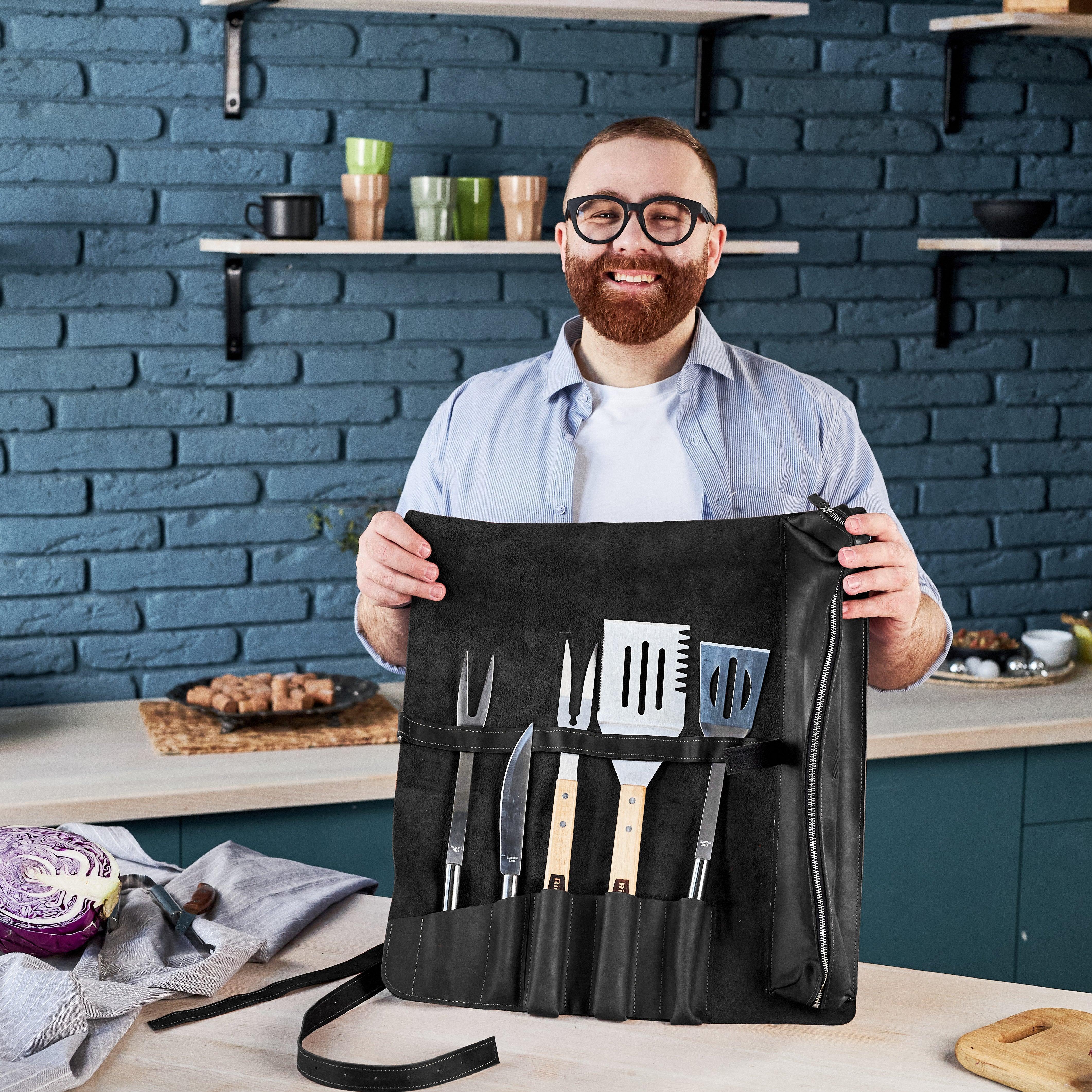 Buy Leather BBQ Roll Bag – Best Gift for Grill Masters | Pikore