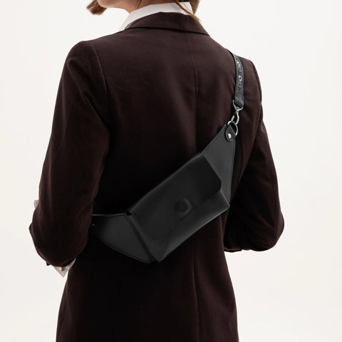 Black Leather Belt Bag