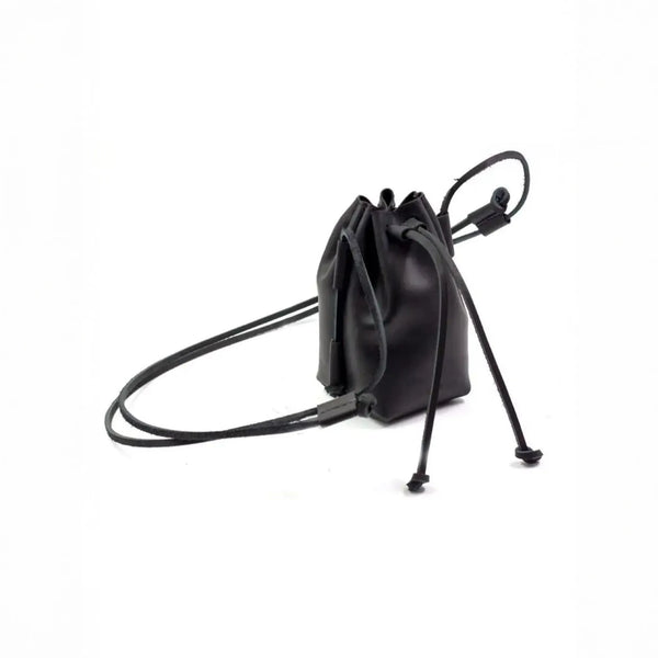 Black Leather Bucket Bag