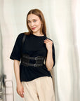 Black Leather Harness Belt