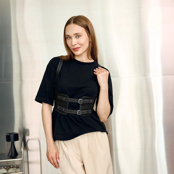 Black Leather Harness Belt