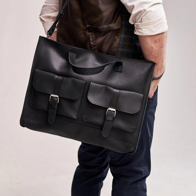 Black Leather Messenger Bag