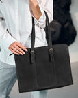 Black Leather Shoulder Tote