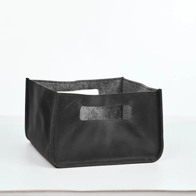 Black Leather Storage Basket