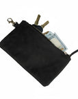 Black Leather Zip Pouch