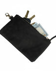 Black Leather Zip Pouch
